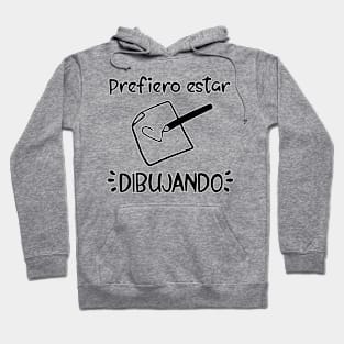 Prefiero estar dibujando (tradicional) [Negro] Hoodie